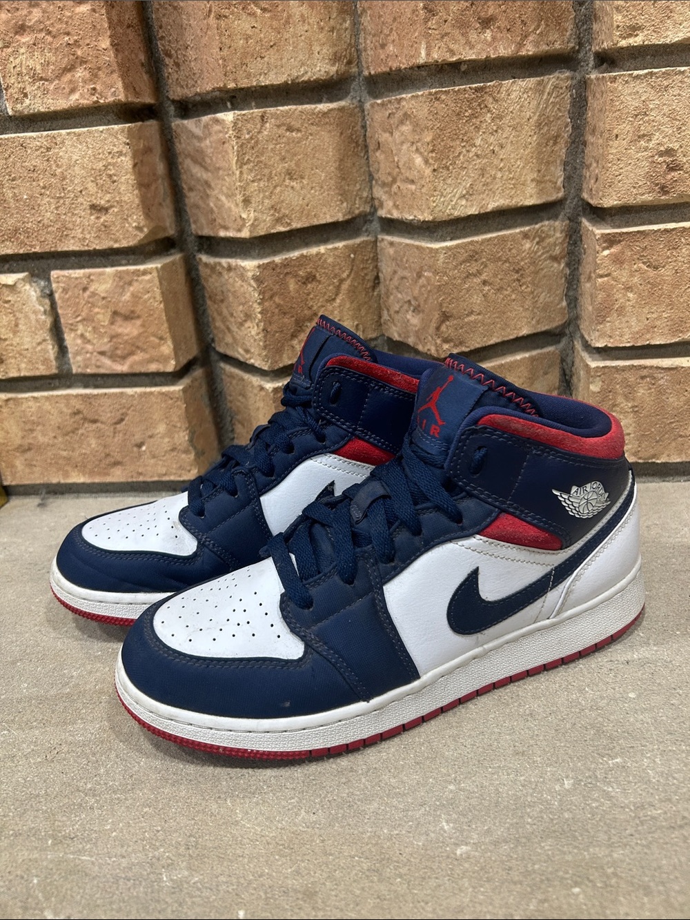 Nike Air Jordan 1 Mid USA Olympic Navy White Red BQ6931-104 Women’s 8 kid 6.5Y